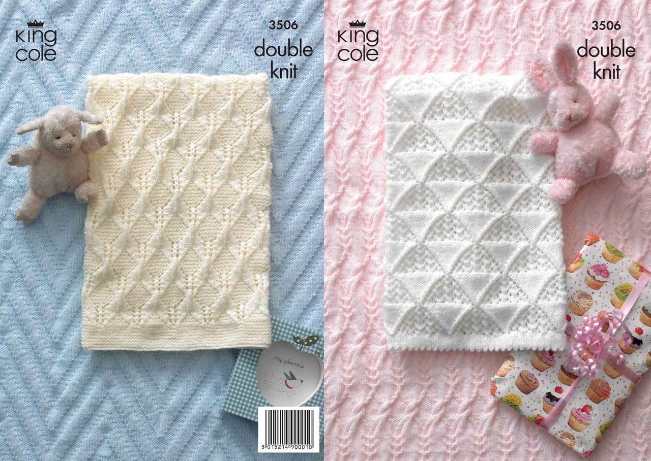 King Cole 3506 Knitting Pattern Baby Blankets in King Cole