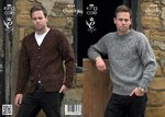 King Cole 4034 Knitting Pattern Mens Sweater and Cardigan in Chunky Tweed