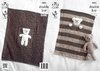 King Cole 4005 Knitting Pattern Baby Blankets and Teddy Bear Toy in King Cole DK