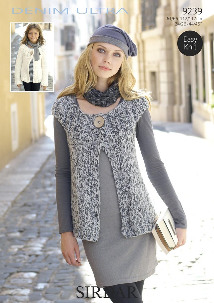 Sirdar 9239 Knitting Pattern Ladies Cardigan and Waistcoat