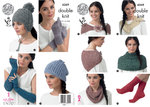 King Cole 4369 Knitting Pattern Hats, Scarf, Neck Warmers, Socks and Gloves in Baby Alpaca DK
