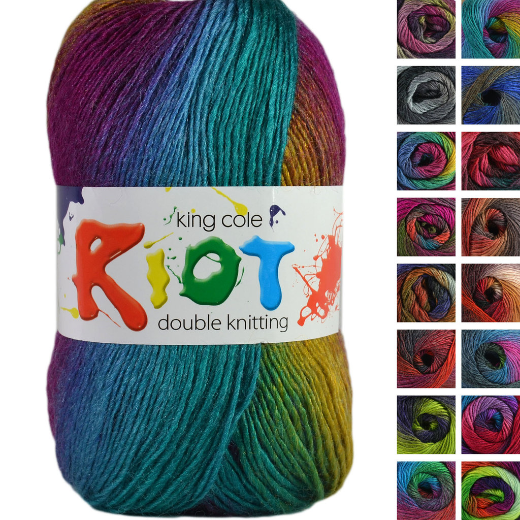 King Cole Riot DK Knitting Yarn Colourful Blend Of Acrylic