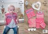 King Cole 4730 Knitting Pattern Baby Set Waistcoat Cardigan Playsuit and Hat in Comfort DK