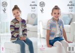 King Cole 4781 Knitting Pattern Girls Easy Knit Long & Short Sleeved Cardigans in Splash DK