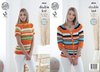 King Cole 4836 Knitting Pattern Womens Raglan Striped Top and Cardigan in King Cole Bamboo Cotton DK