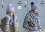 King Cole 4869 Knitting Pattern Womens Snoods Hats and Mitts in King Cole Baby Alpaca DK