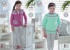 King Cole 4952 Knitting Pattern Girls Longline Sweater and Cardigan in King Cole Baby Glitz DK