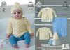 King Cole 4847 Knitting Pattern Sweater Hat Cardigan and Blanket in Baby Soft Chunky