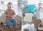 King Cole 4950 Knitting Pattern Baby Childrens Sweater Cardigan and Dress in King Cole Comfort Aran