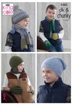 King Cole 5202 Knitting Pattern Boys Hats Scarves Gloves and Mittens in Riot DK & New Magnum Chunky