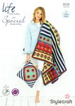Stylecraft 9528 Crochet Pattern Boho Cushion & Blanket in Stylecraft Life DK & Special DK