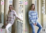 King Cole 5267 Knitting Pattern Womens Round and Boat Neck Sweaters in King Cole Drifter Aran
