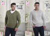 King Cole 5228 Knitting Pattern Mens V Neck and Round Neck Sweaters in King Cole Majestic DK