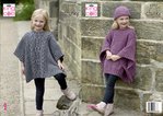 King Cole 5292 Knitting Pattern Girls Tabbard / Poncho and Hat in King Cole Chunky Tweed
