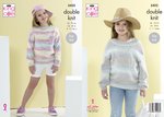 King Cole 5425 Knitting Pattern Girls Easy Knit Jumpers in King Cole Beaches DK