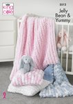 King Cole 5512 Knitting Pattern Cot Blanket, Pram Blanket and Cushion in Jellybean and Yummy