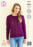 King Cole 5473 Knitting Pattern Womens Easy Lace Sweater and Cardigan in King Cole Merino 4 Ply