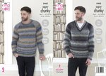 King Cole 5462 Knitting Pattern Mens Easy Knit Raglan Sweaters in Explorer Super Chunky