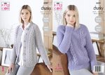 King Cole 5501 Knitting Pattern Womens Sweater and Cardigan in King Cole Big Value Poplar Chunky