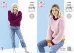 King Cole 5524 Knitting Pattern Womens Round and V Neck Sweaters in King Cole Timeless Super Chunky