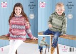 King Cole 5650 Knitting Pattern Childrens Easy Knit Hoodie and Sweater in King Cole Fjord DK