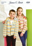 James C Brett JB826 Knitting Pattern Childrens Collared Hooded Cardigans in Party Time Stripes DK