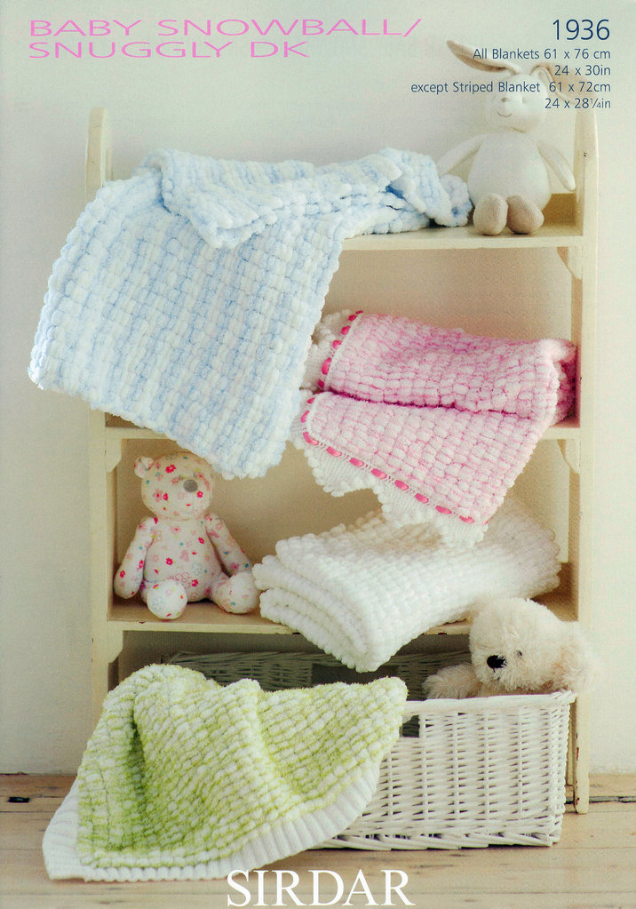 Sirdar Snuggly DK 1936 Knitting Pattern Baby Blankets on Sale