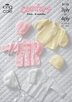King Cole 3113 Knitting Pattern Baby Jacket, Coat, Bonnet & Hat in King Cole Comfort 3 Ply and 4 Ply