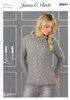 Ladies Sweater JB241 James C Brett Oyster Knitting Pattern