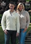 King Cole 2875 Knitting Pattern Mens Womens Cable Jackets Knitted in King Cole Fashion Aran