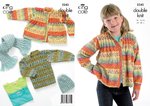 King Cole 3245 Knitting Pattern Sweater, Cardigan, Hat & Scarf in King Cole DK