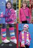 King Cole 3446 Knitting Pattern Girl's Hat, Scarves, Gloves, Bag & Legwarmers in King Cole DK