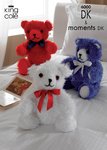 King Cole 6000 Knitting Pattern Teddy Bears in King Cole Moments and King Cole DK
