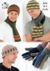 King Cole 3296 Knitting Pattern Mens Hats, Scarves and Gloves in King Cole DK and King Cole Chunky