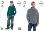 King Cole 4087 Knitting Pattern Sweater and Hoodie in King Cole Big Value Chunky