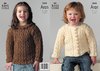King Cole 2850 Knitting Pattern Girls Sweater & Jacket Knitted in King Cole Fashion Aran