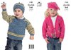 King Cole 3100 Knitting Pattern Cardigan Sweater Beret Hat in King Cole Big Value DK and Baby DK