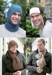 King Cole 3445 Knitting Pattern Men's Hats, Balaclava, Scarves & Hats in DK, Aran and Chunky
