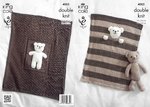 King Cole 4005 Knitting Pattern Baby Blankets and Teddy Bear Toy in King Cole DK