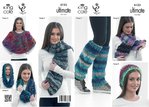 King Cole 4123 Knitting Pattern Wrap, Hat, Scarf, Cowl, Cabled Wrap and Leg Warmers