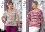 King Cole 3890 Knitting Pattern Sweater and Top In King Cole Popsicle