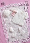 King Cole 2798 Knitting Pattern Matinee Coat, Bonnet, Booties, Mitts and Pram Cover in King Cole DK