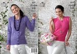 King Cole 3070 Knitting Pattern Womens Cardigan & Slipover in King Cole Bamboo Cotton DK