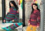 King Cole 3216 Knitting Pattern Womens Sweater Top Leg Warmers Snood in King Cole Riot DK