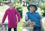 King Cole 3257 Knitting Pattern Childrens Sweater Dress and Tank Top in King Cole Big Value Chunky