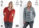 King Cole 3849 Knitting Pattern Jacket and Cardigan in King Cole Super Chunky