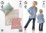 King Cole 3859 Knitting Pattern Dress, Hoodie, Blanket and Cushion in King Cole DK