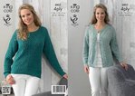 King Cole 3921 Knitting Pattern Cardigan and Sweater in King Cole Bamboo Cotton 4 Ply