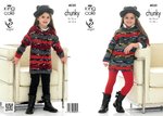 King Cole 4030 Knitting Pattern Girls' Sweater Dresses in King Cole Big Value Chunky