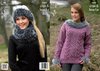 King Cole 4060 Knitting Pattern Sweater, Cowl and Hat in King Cole Aran and King Cole Luxe Fur